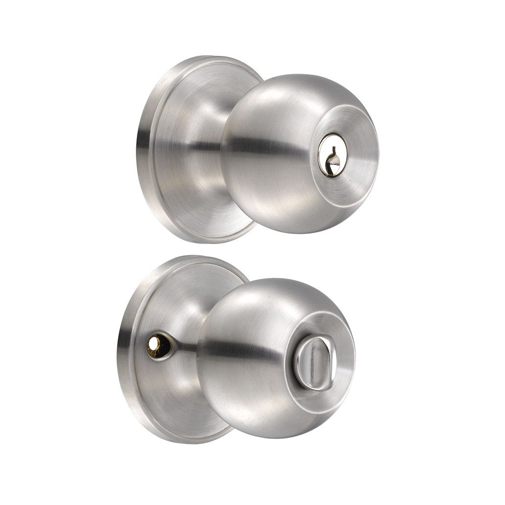 Cerraduras de puerta – Cerradura de bola de puerta, cierre de acero  inoxidable con placa de golpeo ajustable para puertas, armario, armario,  acabado