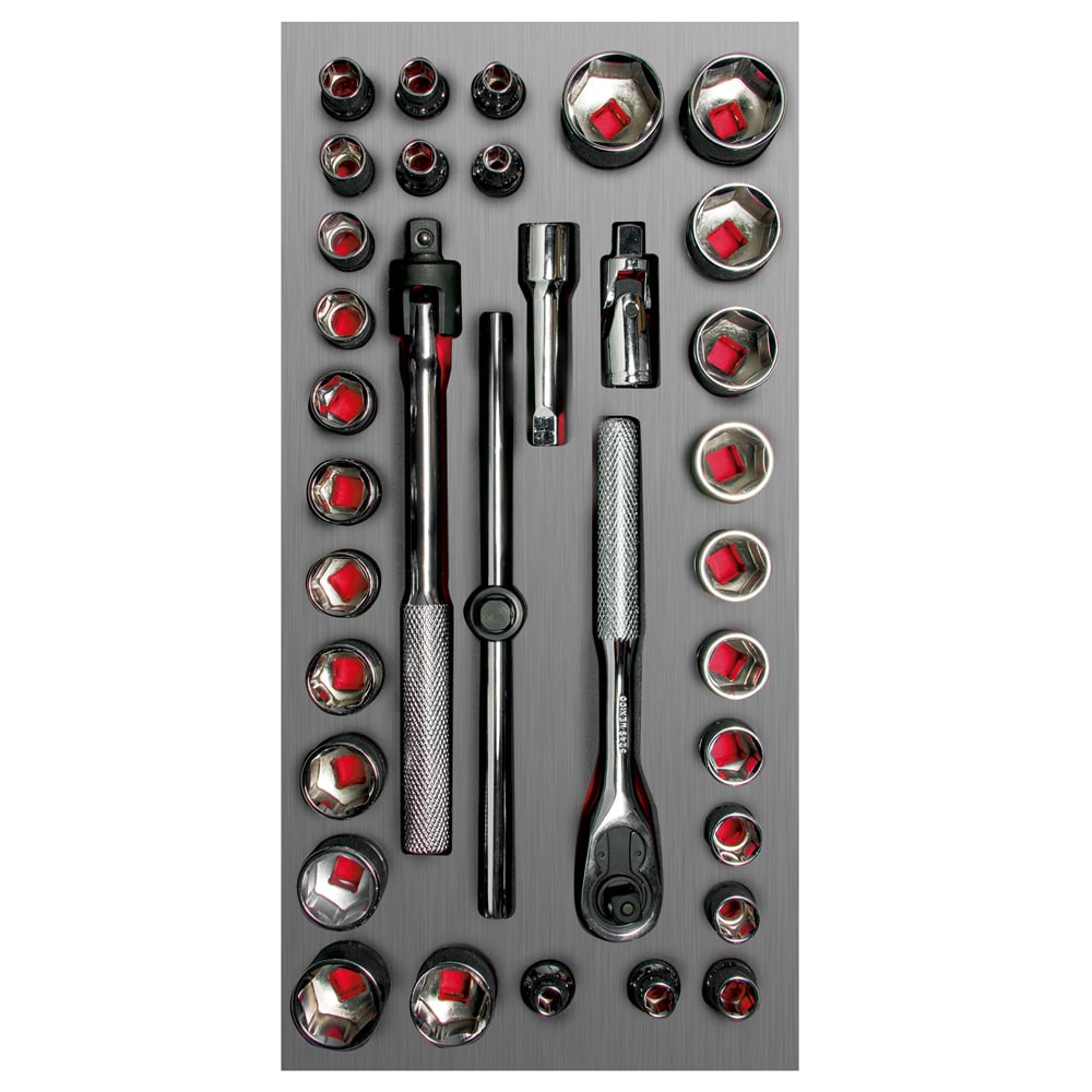 CH104L Jgo dados y accesorios 35 pzas 3/8" módulo laminado Urrea.