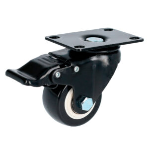 RVN7B Rodaja de PVC negro giratoria con freno 3" Surtek