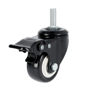 RVNE6B Rodaja de PVC negro espiga roscada con freno 2-1/2 Surtek