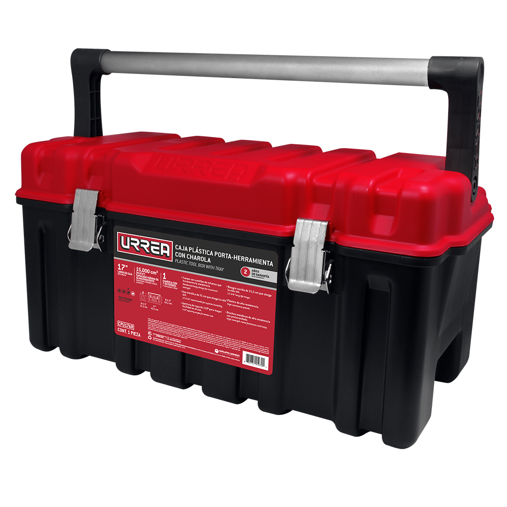 CPU17AR Urrea Caja plástica 17" con charola y tapa roja