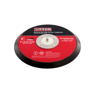 BL90A Urrea Respaldo para lijadora UP890A de 6" de diámetro, rosca de 5/16"-24, con cara adhesión por gancho y felpa (hook & loop), velocidad máxima de 12000 rpm.