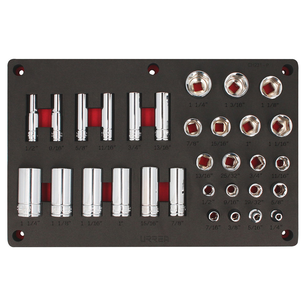 Juego de 32 dados en pulgadas cuadro 1/2" Urrea