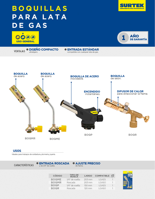 BOQME Boquilla para lata de gas tipo mecha Surtek - Imagen 2