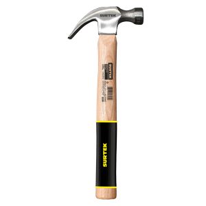 408RG Martillo de uña curva pulido con mango de madera, 16 oz Surtek