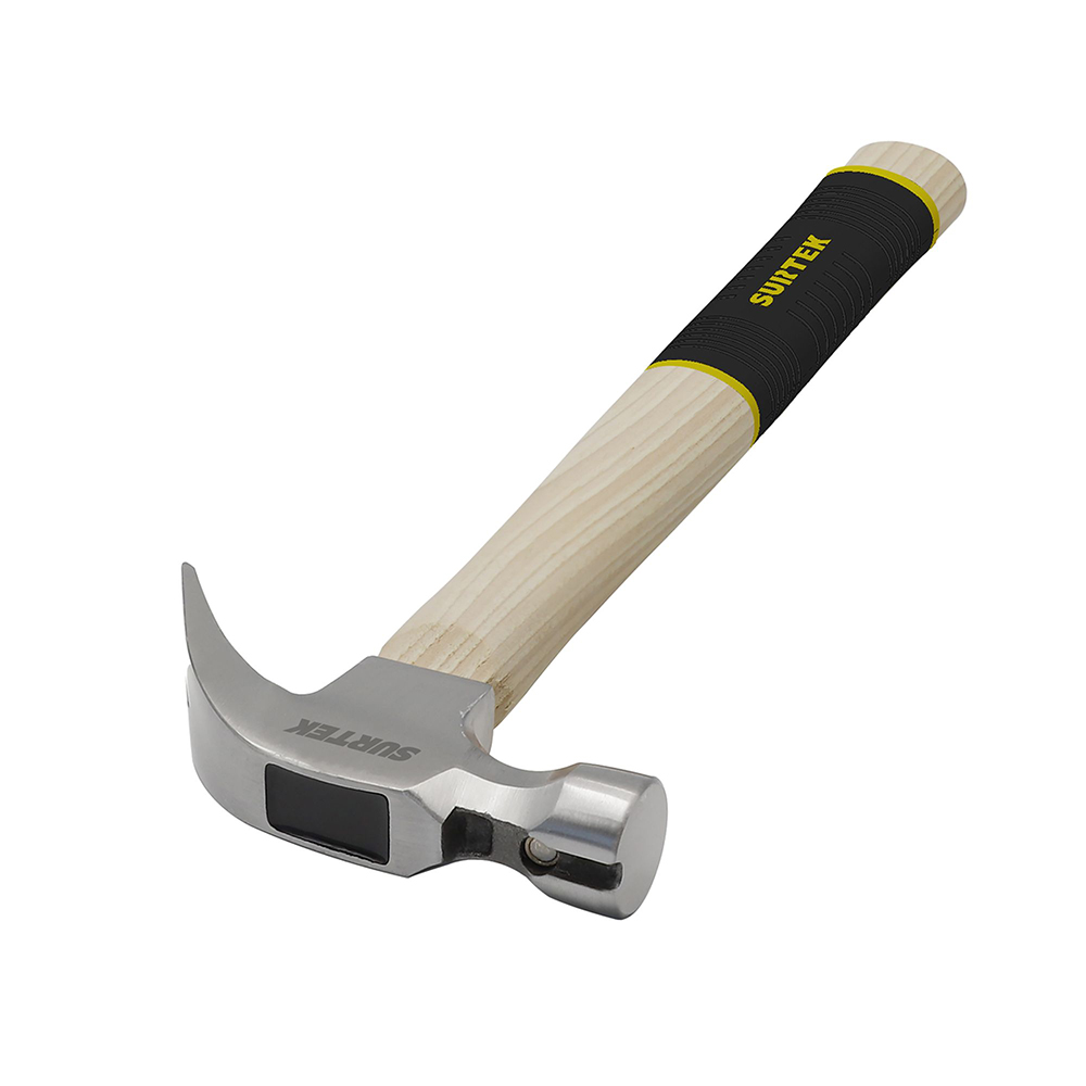 416CG Martillo de uña curva pulido con mango de madera, 20 oz Surtek