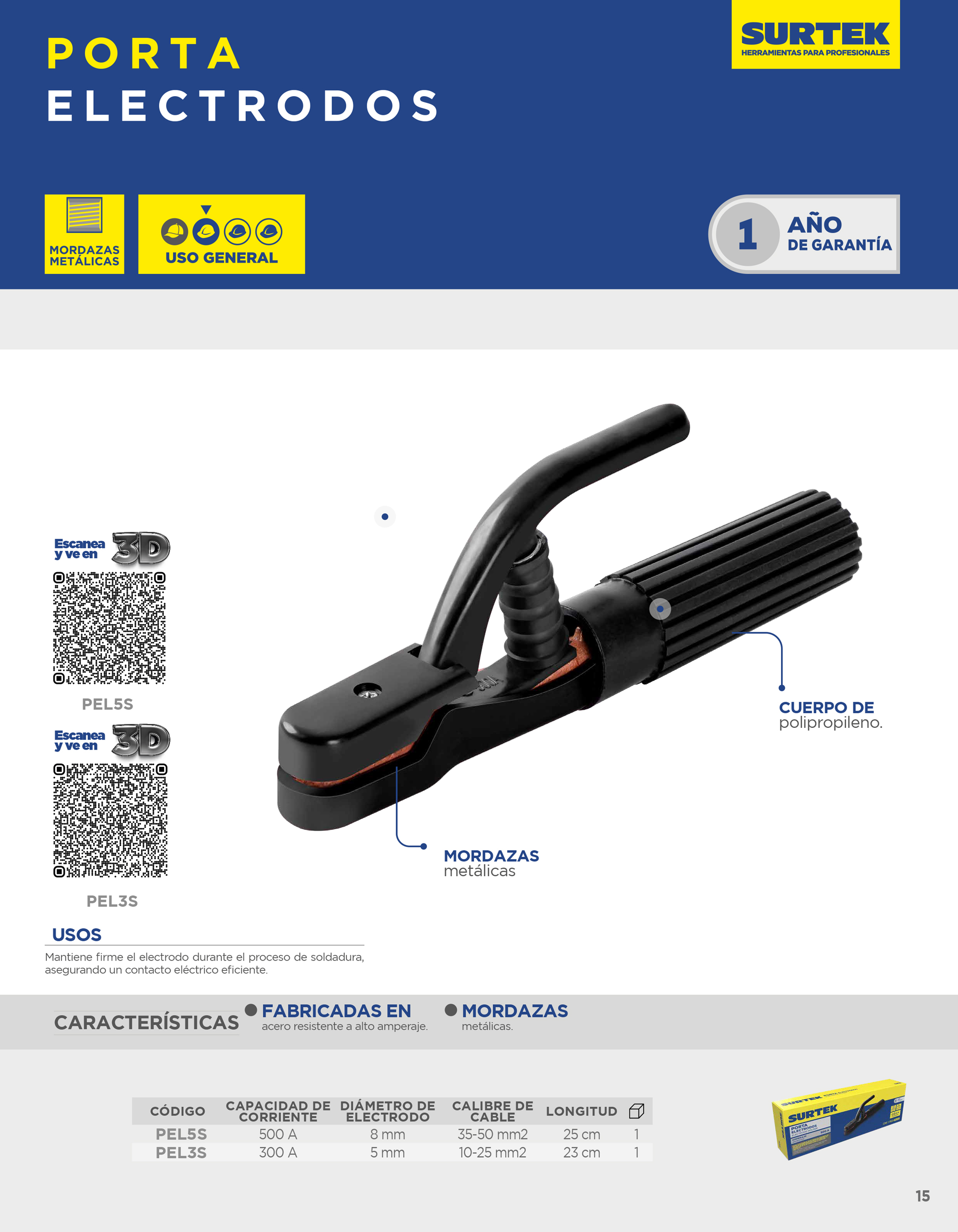 PEL5S Pinza porta electrodos 500 A Surtek - Imagen 2