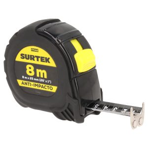 FMA8 Flexómetro con carcasa anti-impacto cinta color negro 8 m x 25 mm Surtek