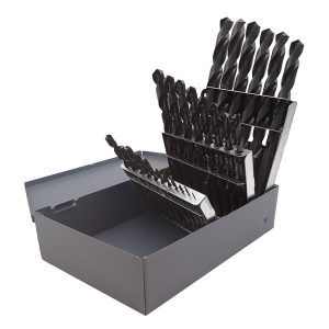 JB25MM Juego de brocas negras de acero de alta velocidad métricas zanco recto, 25 piezas Urrea