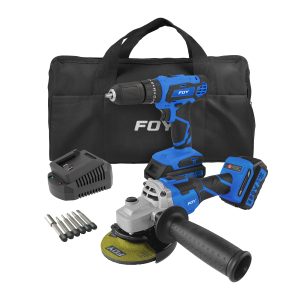JHIF3 Juego de rotomartillo y esmeriladora a batería Li-ion 20 V, 2 piezas en mochila Foy