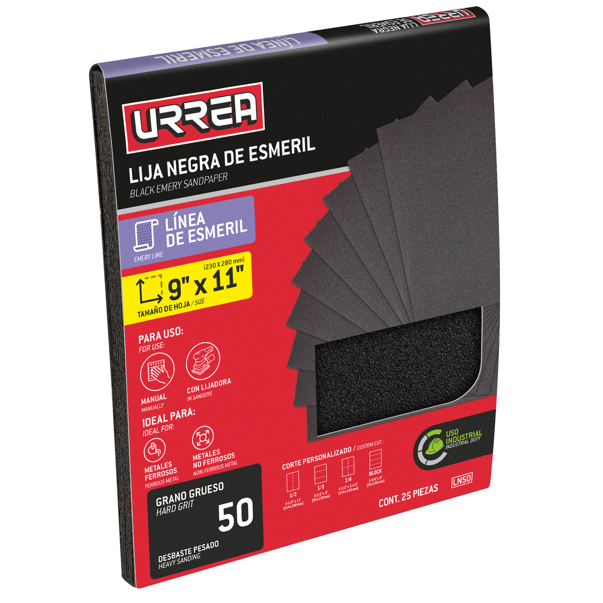LN50 Lija negra para esmeril, grano 50 Urrea - Imagen 2