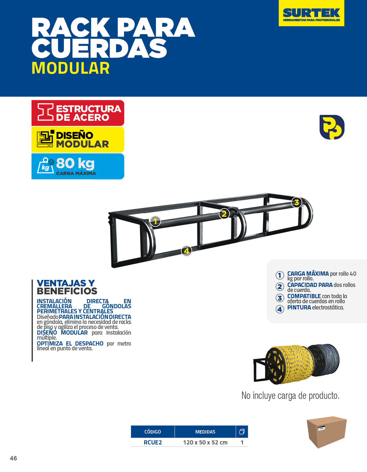RMANG3 Rack despachador para panel para mangueras 36.6 cm x 36.6 cm x 13.2 cm Surtek - Imagen 4