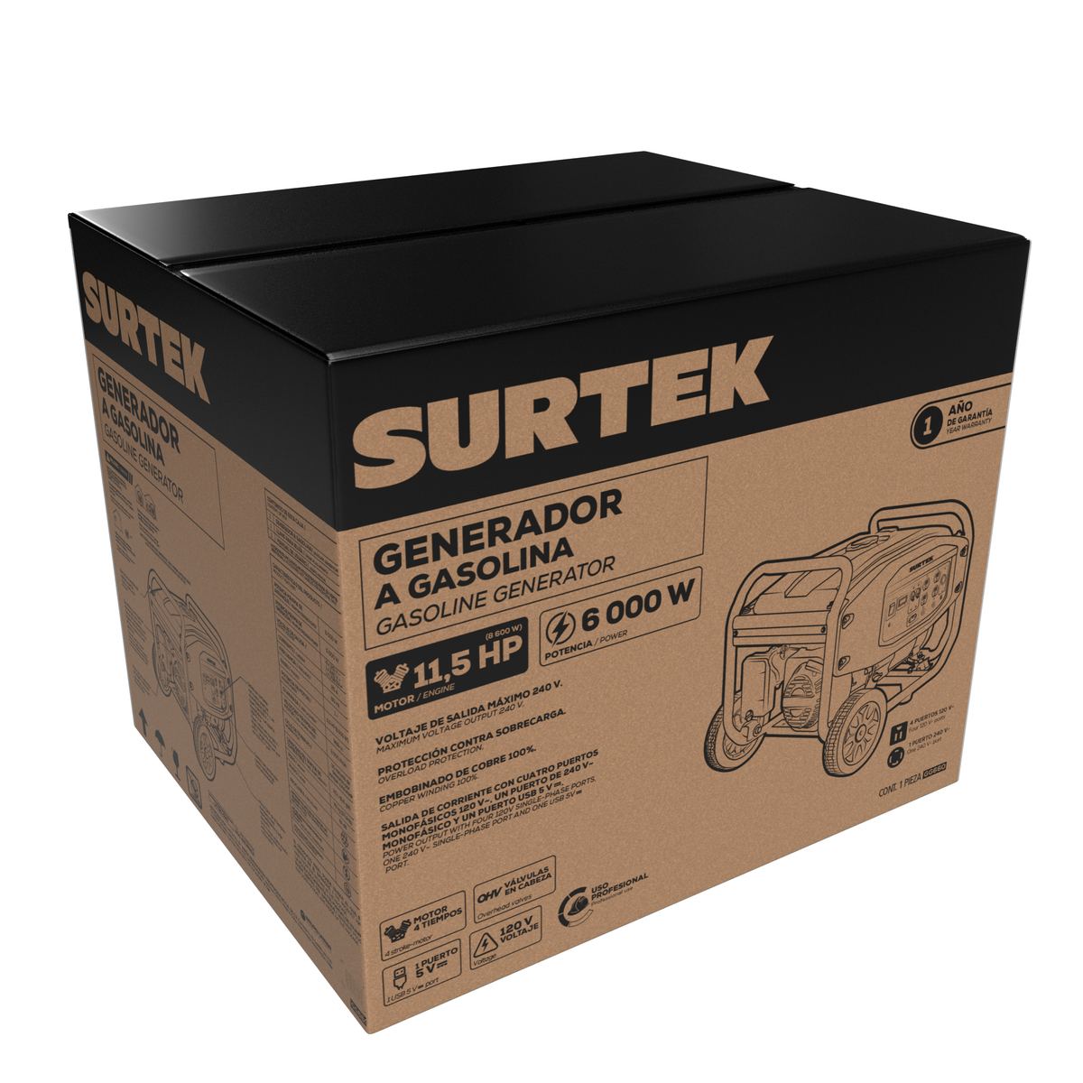 GG660 Generador a gasolina 6000 W, 389 cc 120-240 V Surtek - Imagen 2