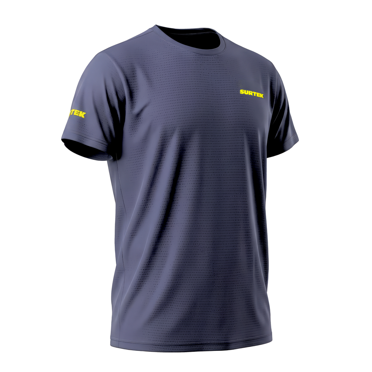 PRFSMM Playera dryfit con cuello redondo color azul marino talla L Surtek