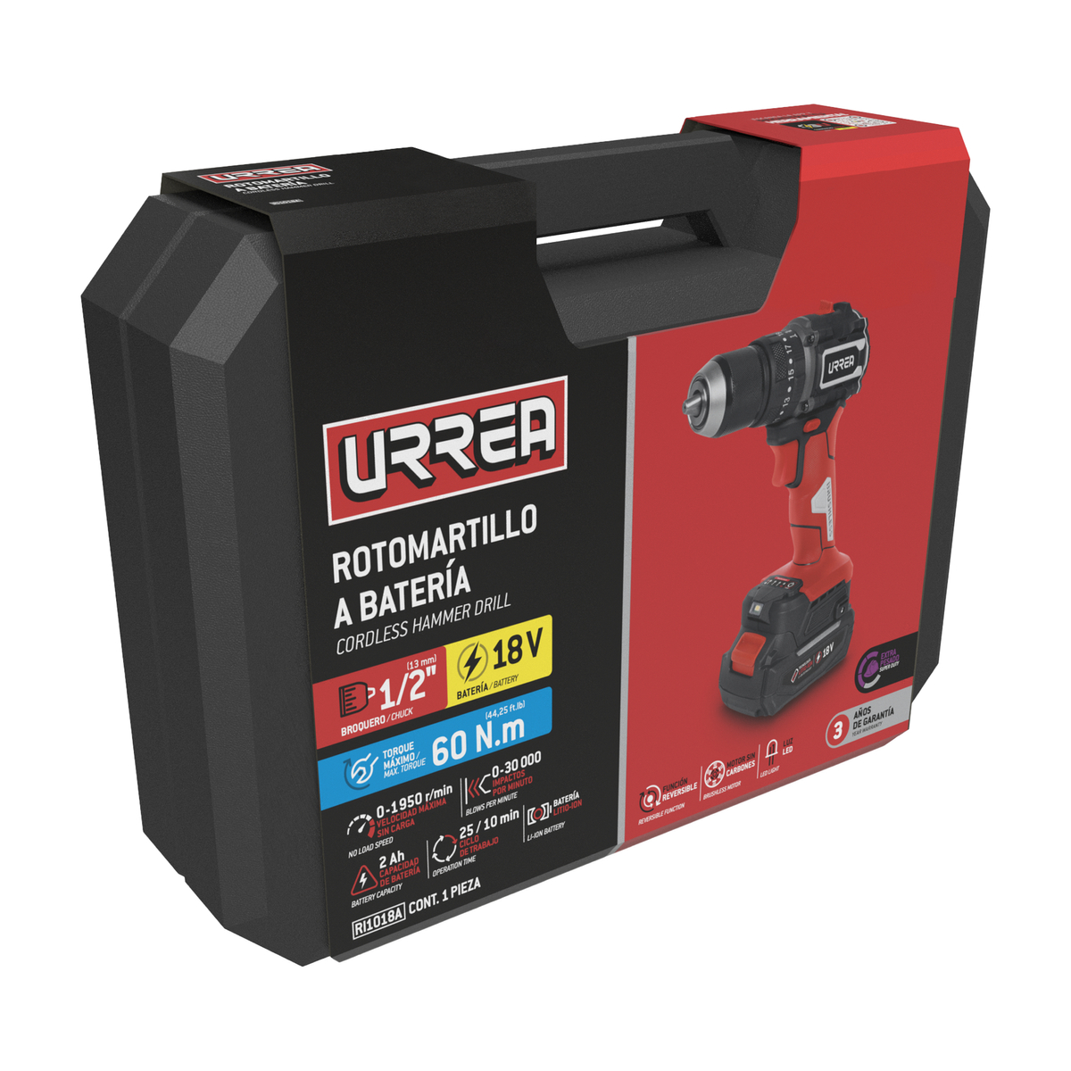 RI1018A Rotomartillo de impacto 1/2" bat Litio-ion 18 V 60 Nm Urrea - Imagen 2