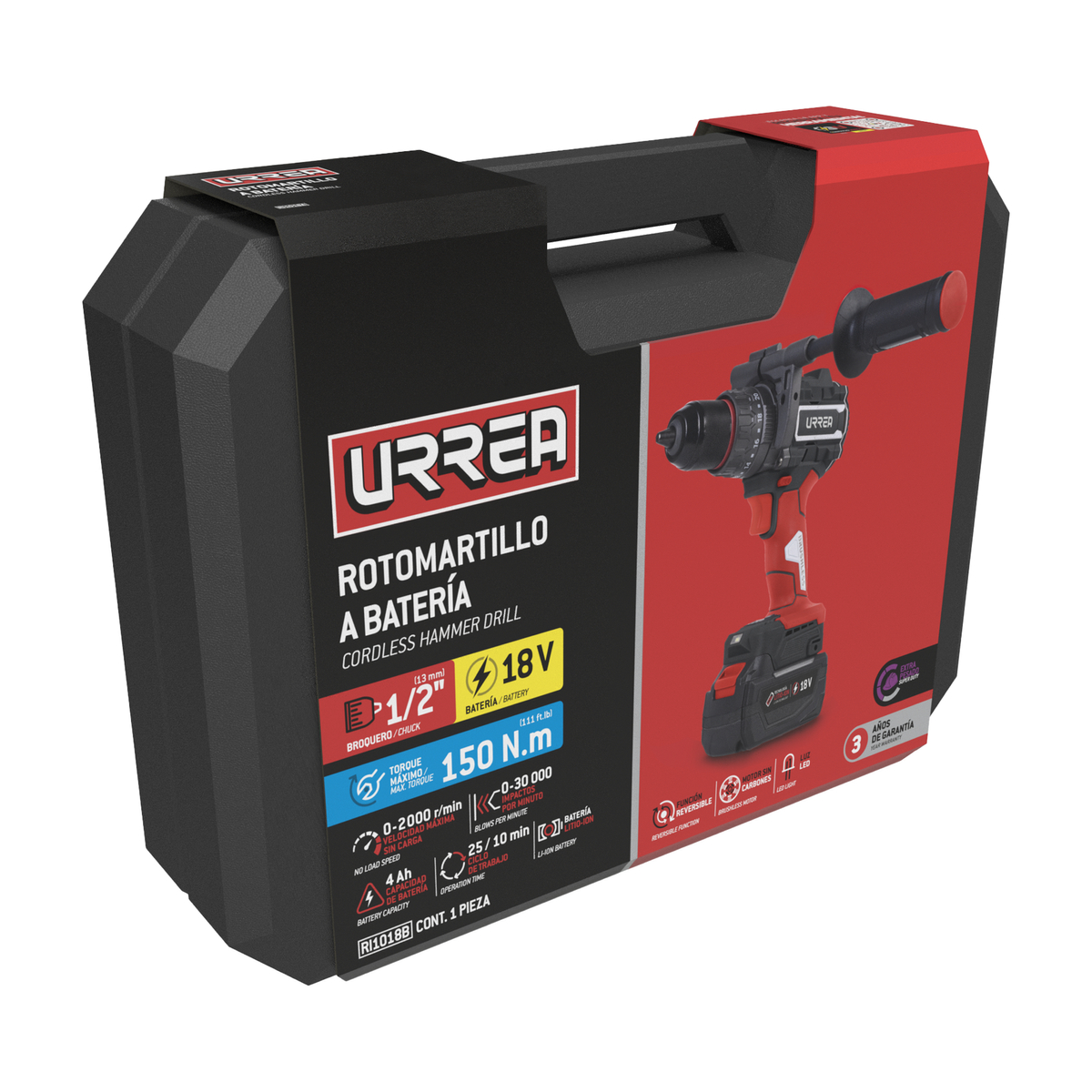 RI1018B Rotomartillo de impacto 1/2" bat Litio-ion 18 V 150 Nm Urrea - Imagen 2