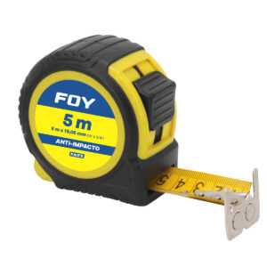 FAIF5 Flexómetro con carcasa anti-impacto color amarillo, 5 m x 19 mm Foy