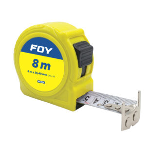 FPAF8 Flexómetro con carcasa de plástico color amarillo, 8 m x 25 mm Foy