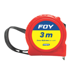 FPRF3 Flexómetro con carcasa de plástico color rojo, 3 m x 16 mm Foy