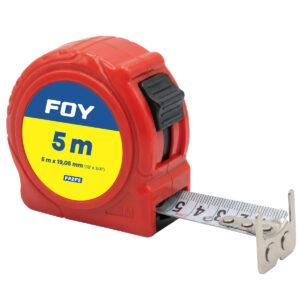 FPRF5 Flexómetro con carcasa de plástico color rojo, 5 m x 19 mm Foy