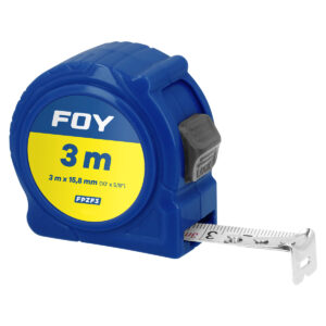 FPZFD3 Flexómetros con carcasa de plástico azul en display, 3 m x 16 mm Foy