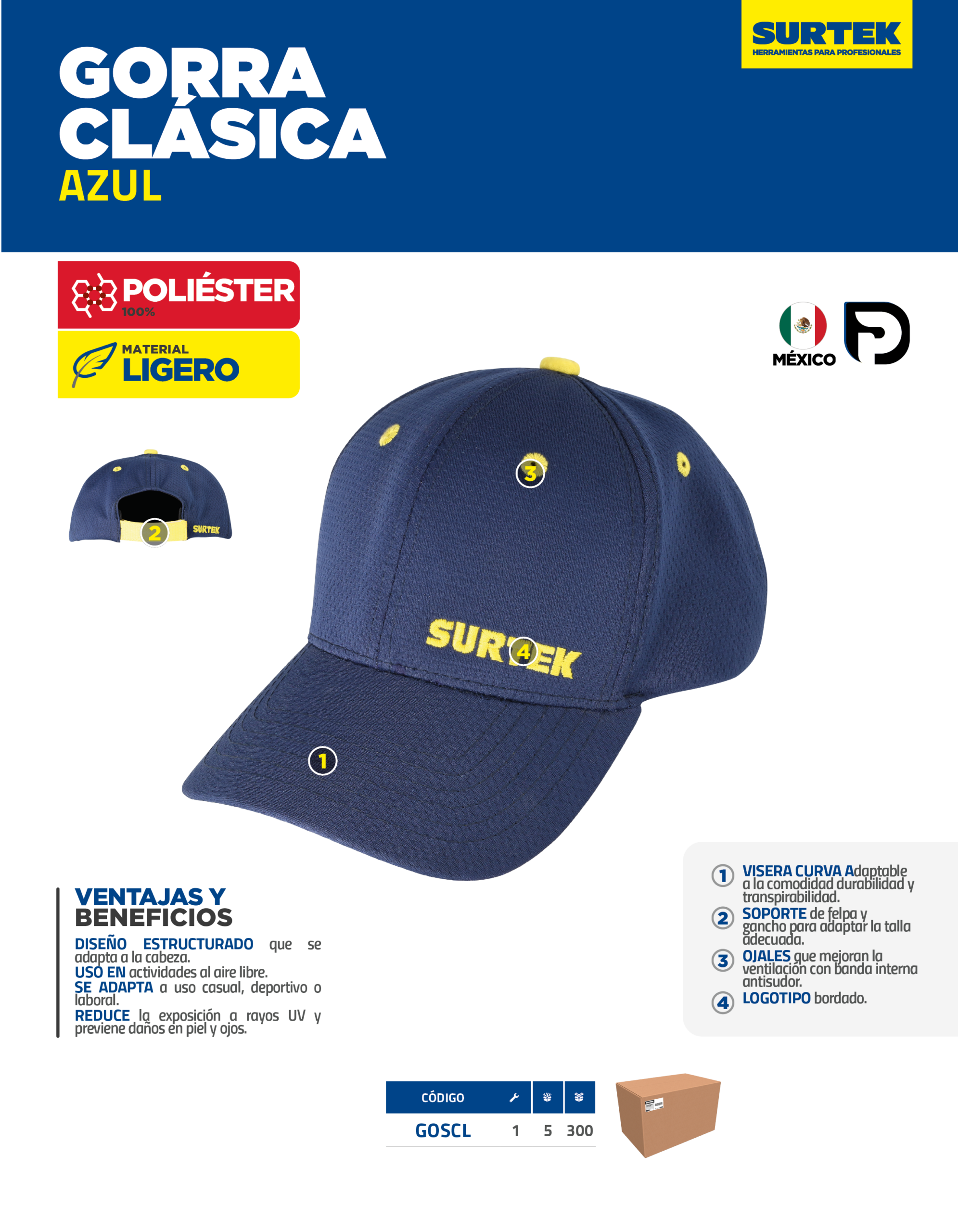 GOSCL Gorra clásica color azul Surtek - Imagen 4