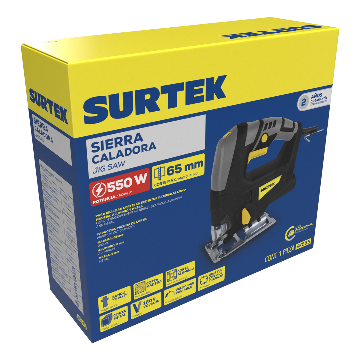 SK565 Sierra caladora pendular 550 W, 120 V, 500 - 3000 RPM Surtek - Imagen 2