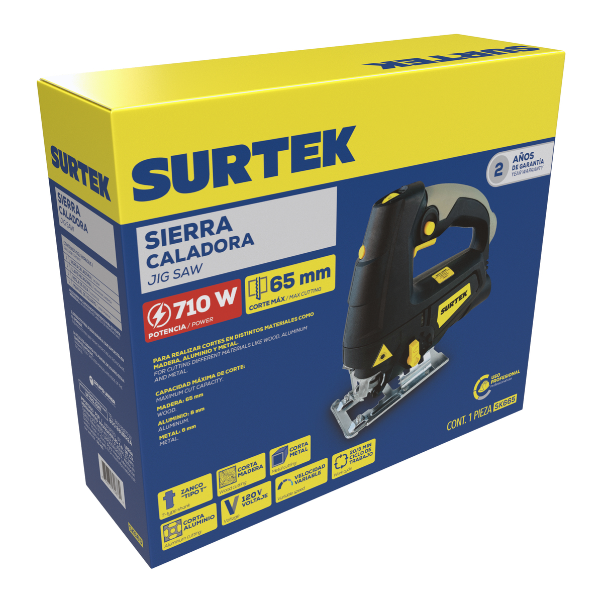 SK665 Sierra caladora pendular 710 W, 120 V, 0 - 3000 RPM Surtek - Imagen 2